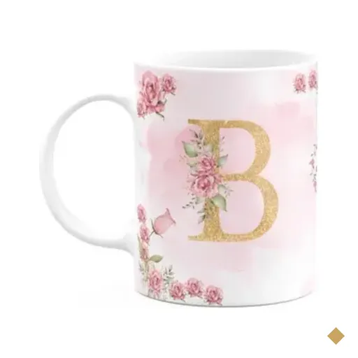 Caneca Floral Mães - Inicial Do Nome Letra B - 325ml