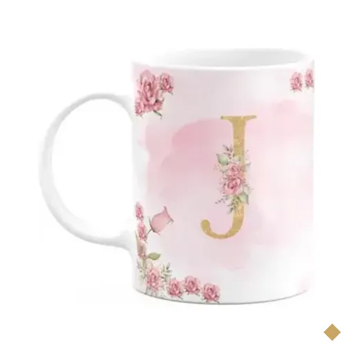 Caneca Floral Mães - Inicial Do Nome Letra J - 325ml