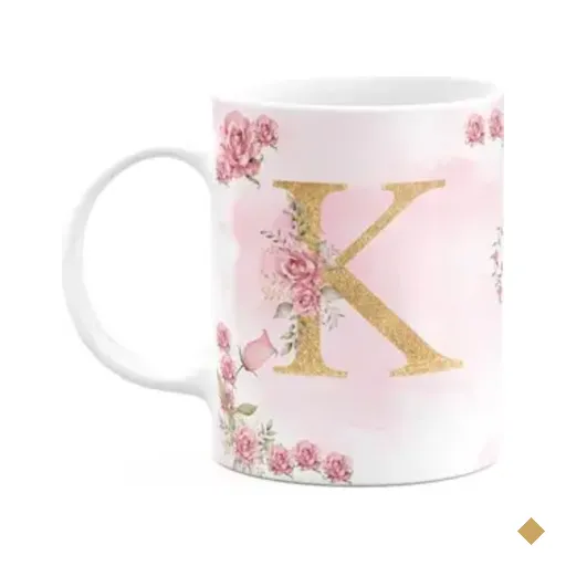 Caneca Floral Mães - Inicial Do Nome Letra K - 325ml