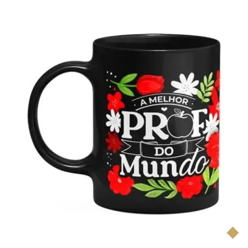 Caneca Da Professora - A Melhor Prof Do Mundo - Preta Apl2