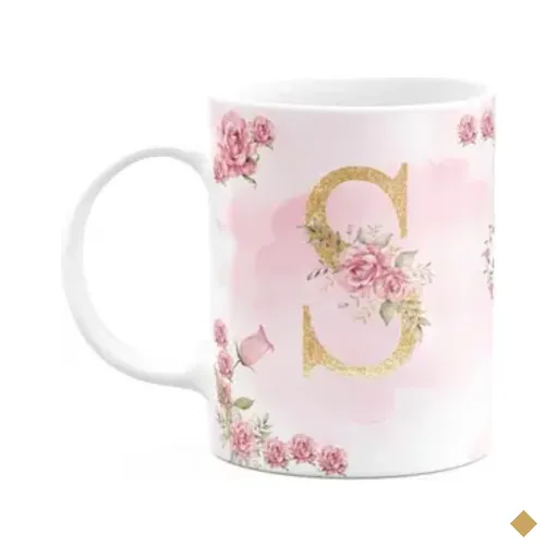 Caneca Floral Mães - Inicial Do Nome Letra S - 325ml