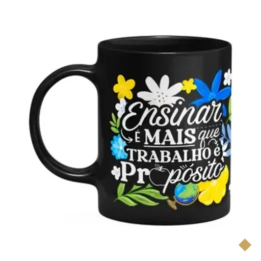 Caneca Da Professora - Ensinar É Propósito - Preta M3