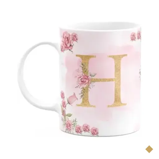 Caneca Floral Mães - Inicial Do Nome Letra H - 325ml