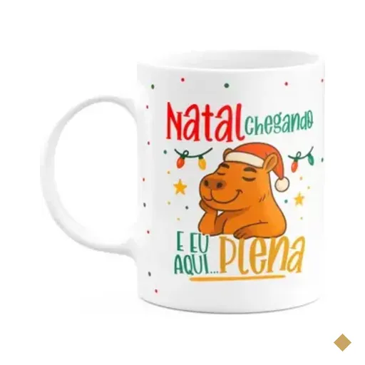 Caneca Natal E Capivaras - Natal Chegando Eu Eu Aqui Plena