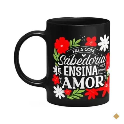 Caneca Da Professora - Ensina Com Amor - Preta M2