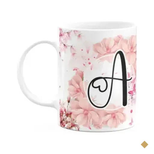 Caneca Floral Religiosa - Inicial Do Nome Letra A - 325ml