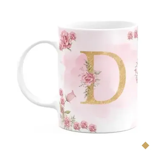 Caneca Floral Mães - Inicial Do Nome Letra D - 325ml