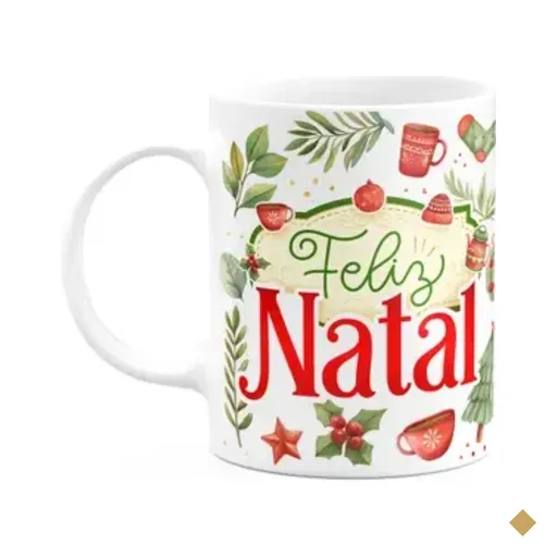 Caneca Natalina - Feliz Natal - 325ml - Branca