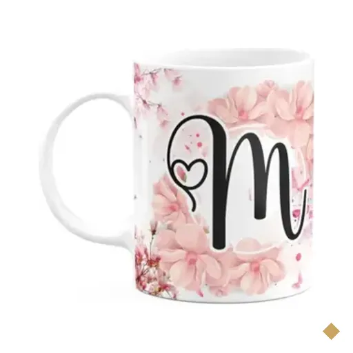 Caneca Floral Religiosa - Inicial Do Nome Letra M - 325ml