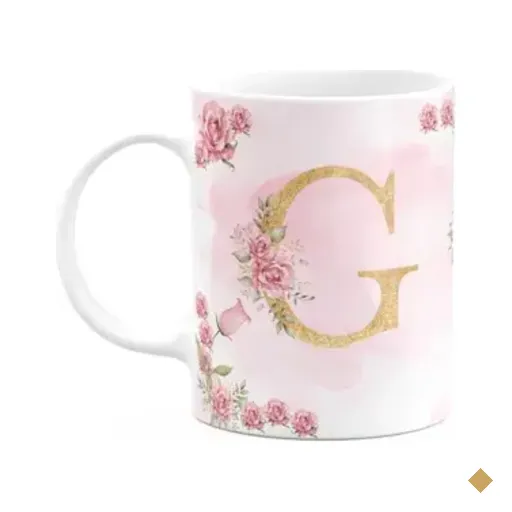Caneca Floral Mães - Inicial Do Nome Letra G - 325ml