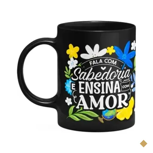 Caneca Da Professora - Ensina Com Amor - Preta M3