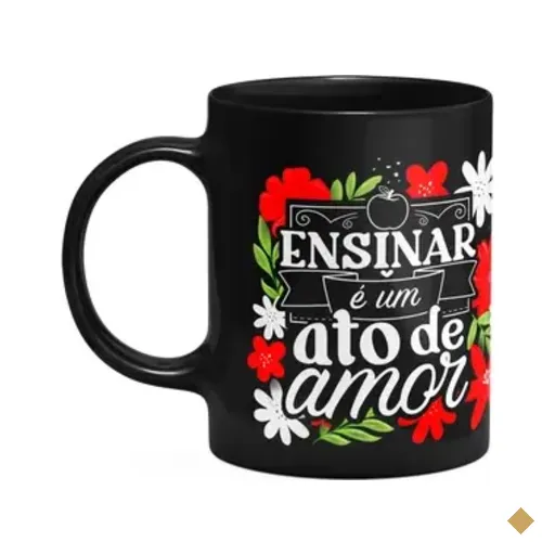 Caneca Da Professora - Ensinar É Um Ato De Amor - Preta M2