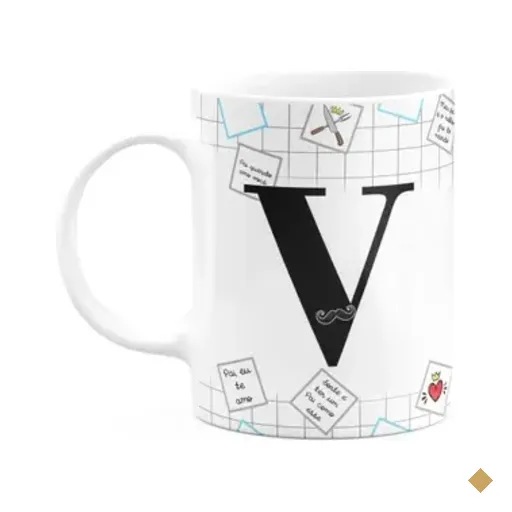 Caneca Do Papai - Inicial Do Nome Letra V - 325ml