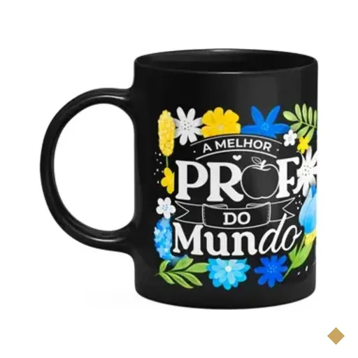 Caneca Da Professora - A Melhor Prof Do Mundo - Preta Apl3