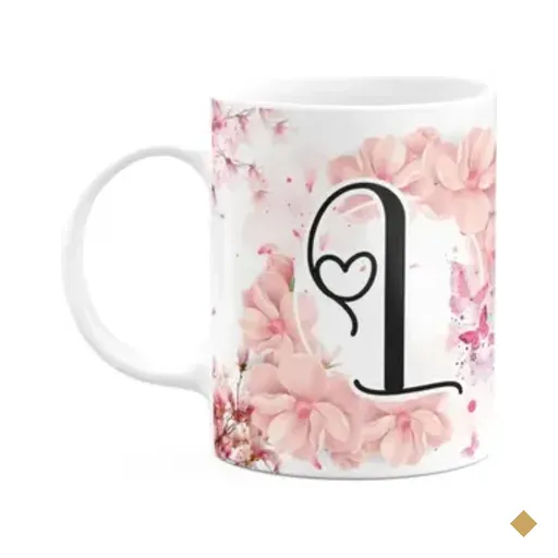 Caneca Floral Religiosa - Inicial Do Nome Letra L - 325ml