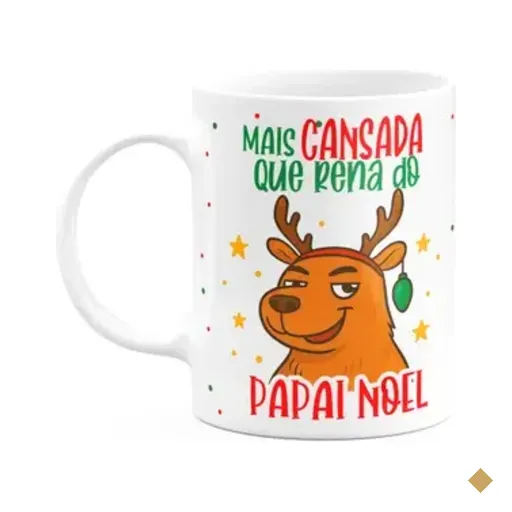 Caneca Natal E Capivaras - Mais Cansada Q Rena Do Papai Noel