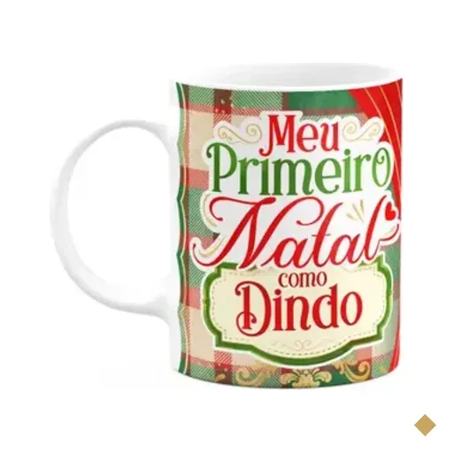 Caneca Natalina - Meu Primeiro Natal Como Dindo - 325ml