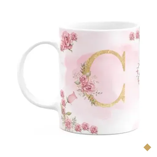 Caneca Floral Mães - Inicial Do Nome Letra C - 325ml