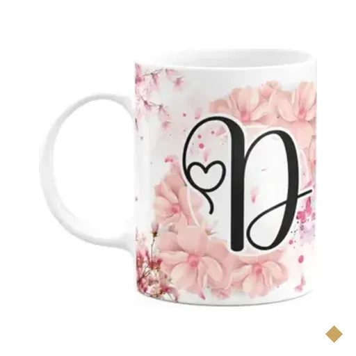 Caneca Floral Religiosa - Inicial Do Nome Letra D - 325ml