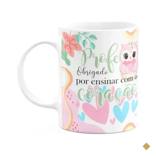 Caneca - Professora - Obrigado Por Ensinar Com O Coração