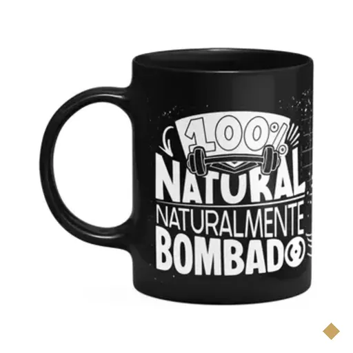 Caneca Fitness Academia - 100 Por Cento Natural - Preta