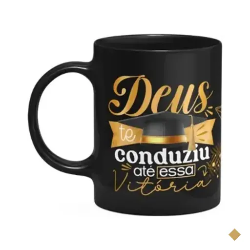 Caneca Formatura Black - Deus Te Conduziu Até A Vitória