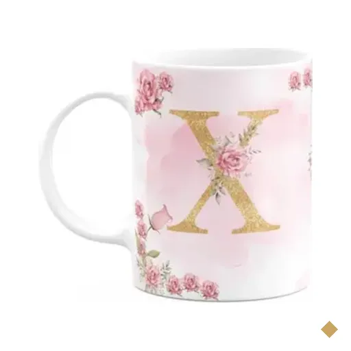 Caneca Floral Mães - Inicial Do Nome Letra X - 325ml