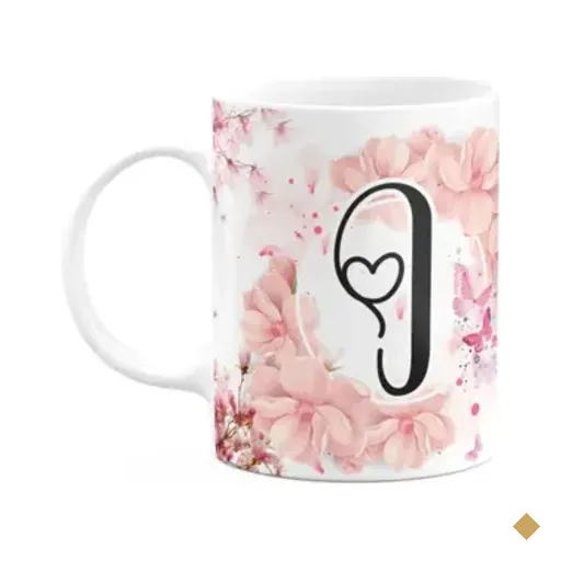 Caneca Floral Religiosa - Inicial Do Nome Letra J - 325ml