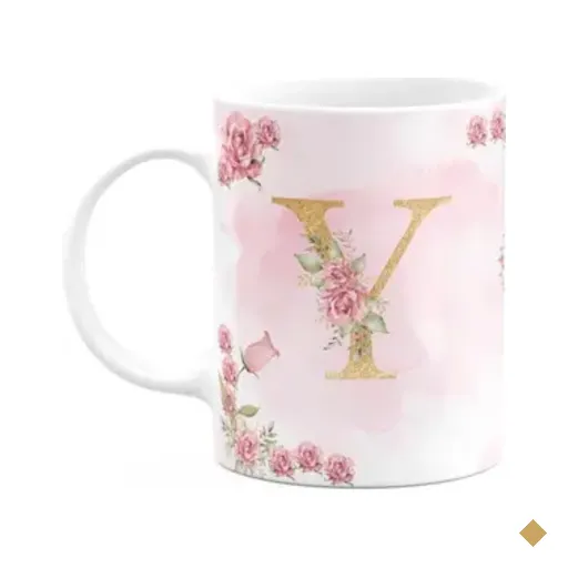 Caneca Floral Mães - Inicial Do Nome Letra Y - 325ml