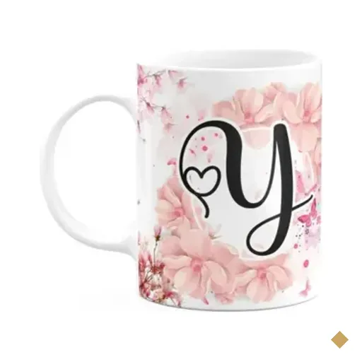 Caneca Floral Religiosa - Inicial Do Nome Letra Y - 325ml