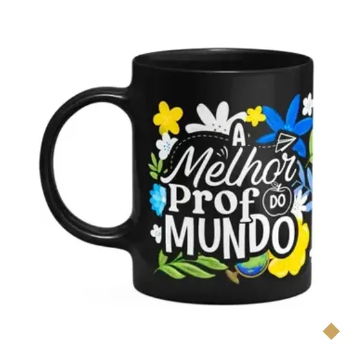 Caneca Da Professora - A Melhor Prof Do Mundo - Preta M3