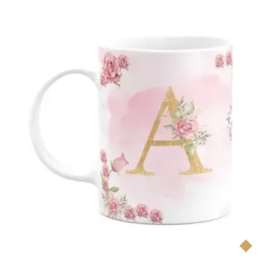 Caneca Floral Mães - Inicial Do Nome Letra A - 325ml