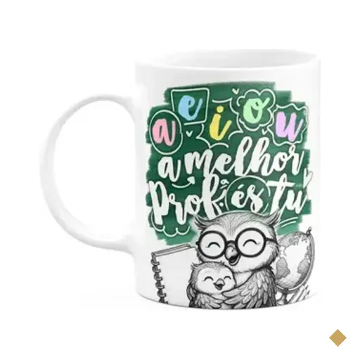 Caneca Professora Coruja - Aeiou, A Melhor És Tu! M-green