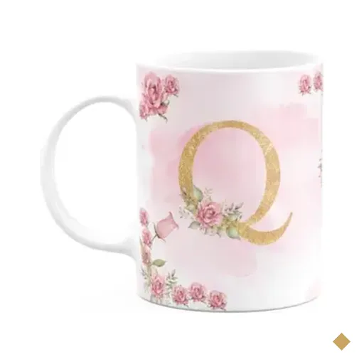Caneca Floral Mães - Inicial Do Nome Letra Q - 325ml