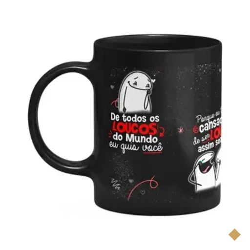 Caneca Flork Namorados - De Todos Os Loucos Do Mundo - Preta
