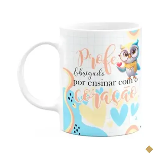 Caneca - Professor - Obrigado Por Ensinar Com O Coração