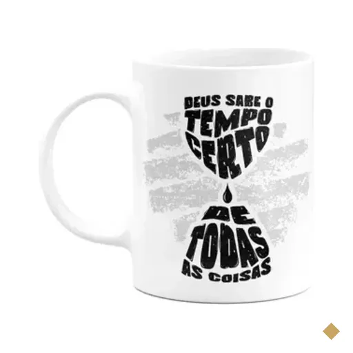 Caneca Religiosa - Deus Sabe O Tempo Certo - Branca