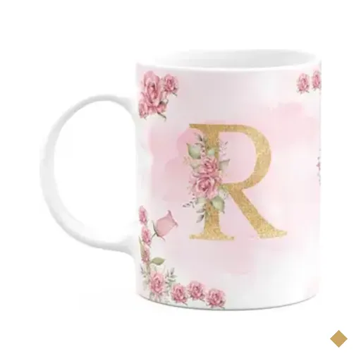 Caneca Floral Mães - Inicial Do Nome Letra R - 325ml