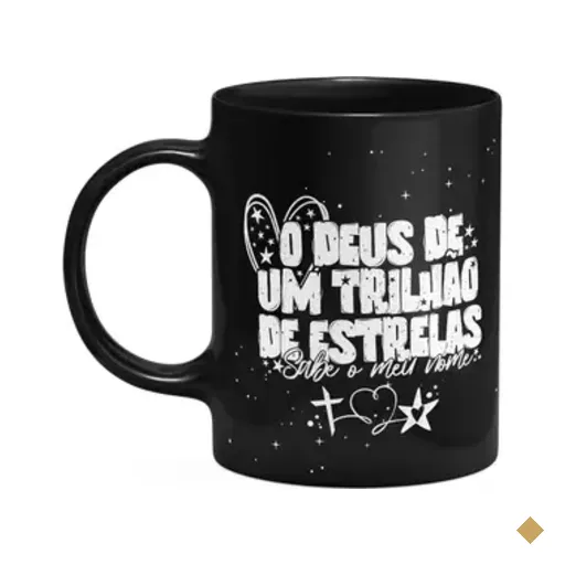 Caneca Religiosa - O Deus De Um Trilhão De Estrelas - Preta