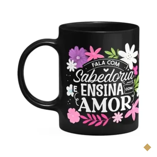 Caneca Da Professora - Ensina Com Amor - Preta M1