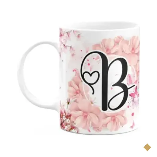 Caneca Floral Religiosa - Inicial Do Nome Letra B - 325ml