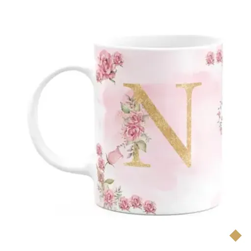 Caneca Floral Mães - Inicial Do Nome Letra N - 325ml