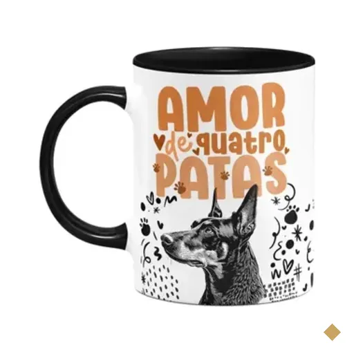 Caneca - Amor De Quatro Patas - Doberman - B-black