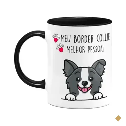 Caneca Dog - Meu Border Collie Puppy, Melhor Pessoa! B-black