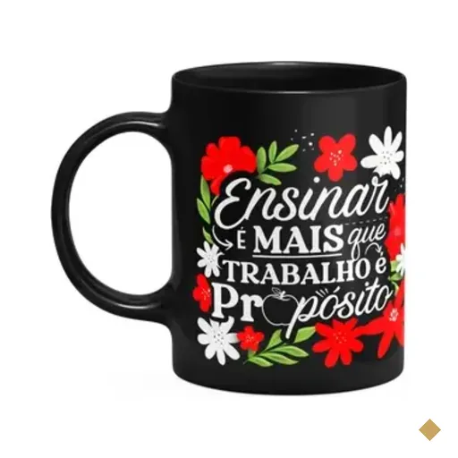 Caneca Da Professora - Ensinar É Propósito - Preta M2