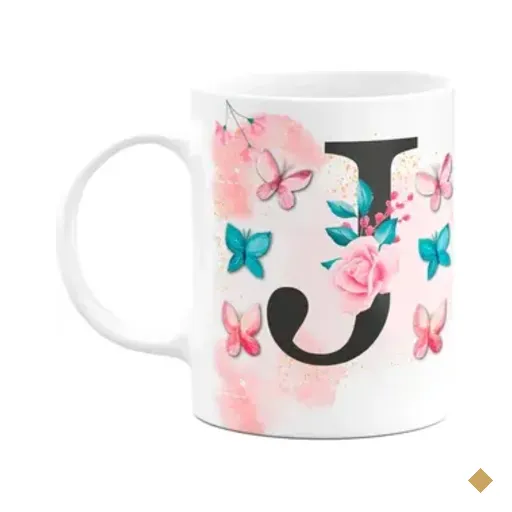 Caneca Butterfly - Inicial Do Nome Letra J - 325ml