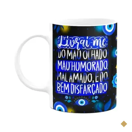 Caneca Proteção Olho Grego - Livrai-me Do Mal - B-dark