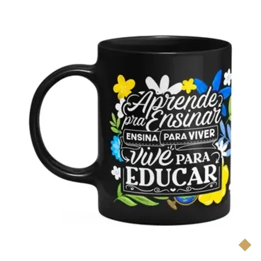 Caneca Professora - Vive Para Educar - Preta M3