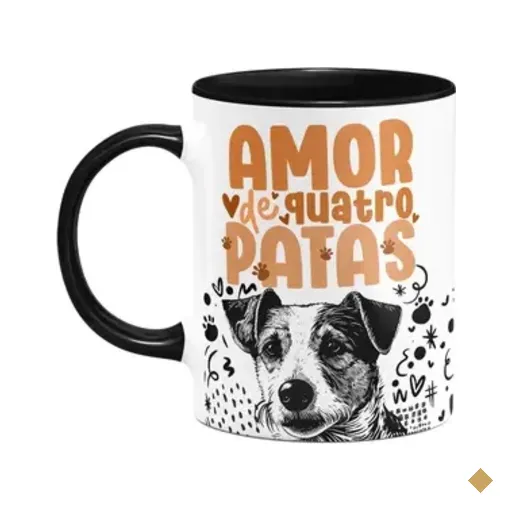 Caneca - Amor De Quatro Patas - Jack Russell - B-black