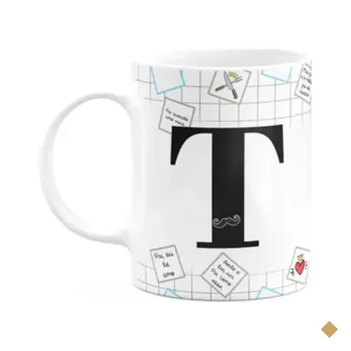 Caneca Do Papai - Inicial Do Nome Letra T - 325ml